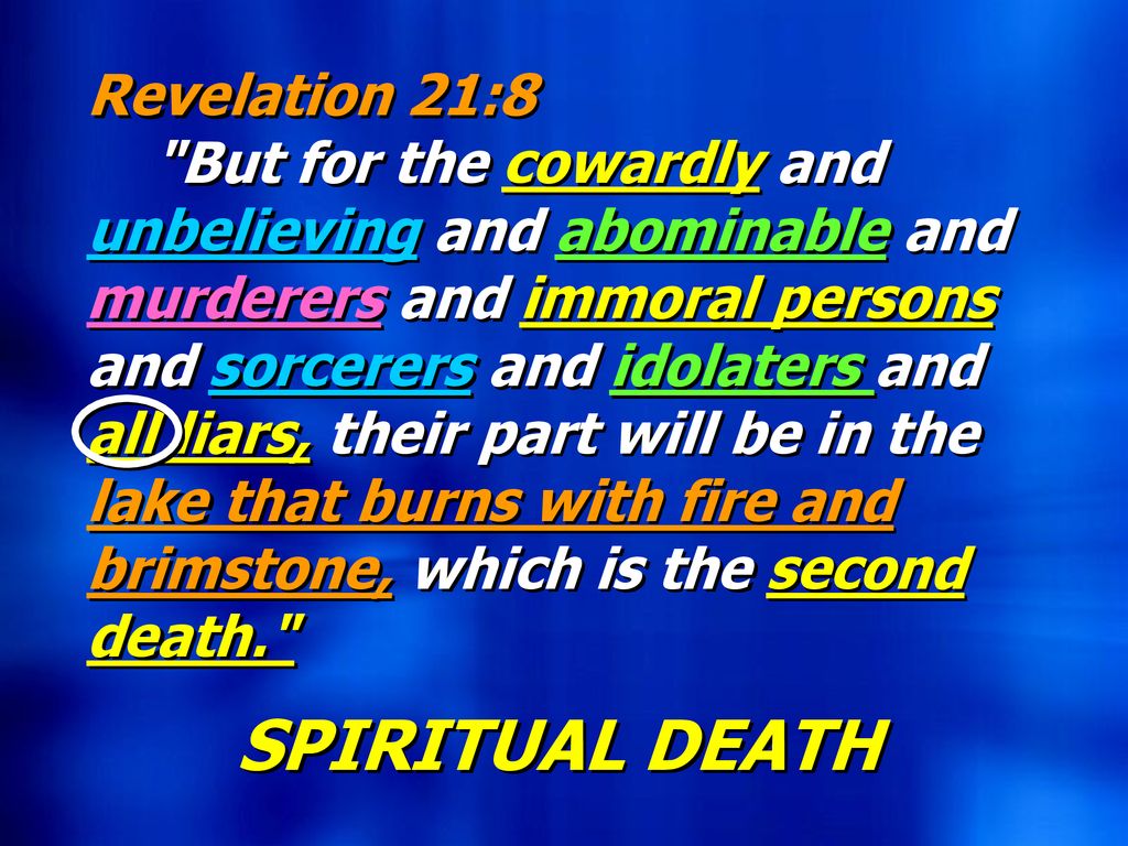 SPIRITUAL DEATH Revelation 21:8 Hebrews 9:27