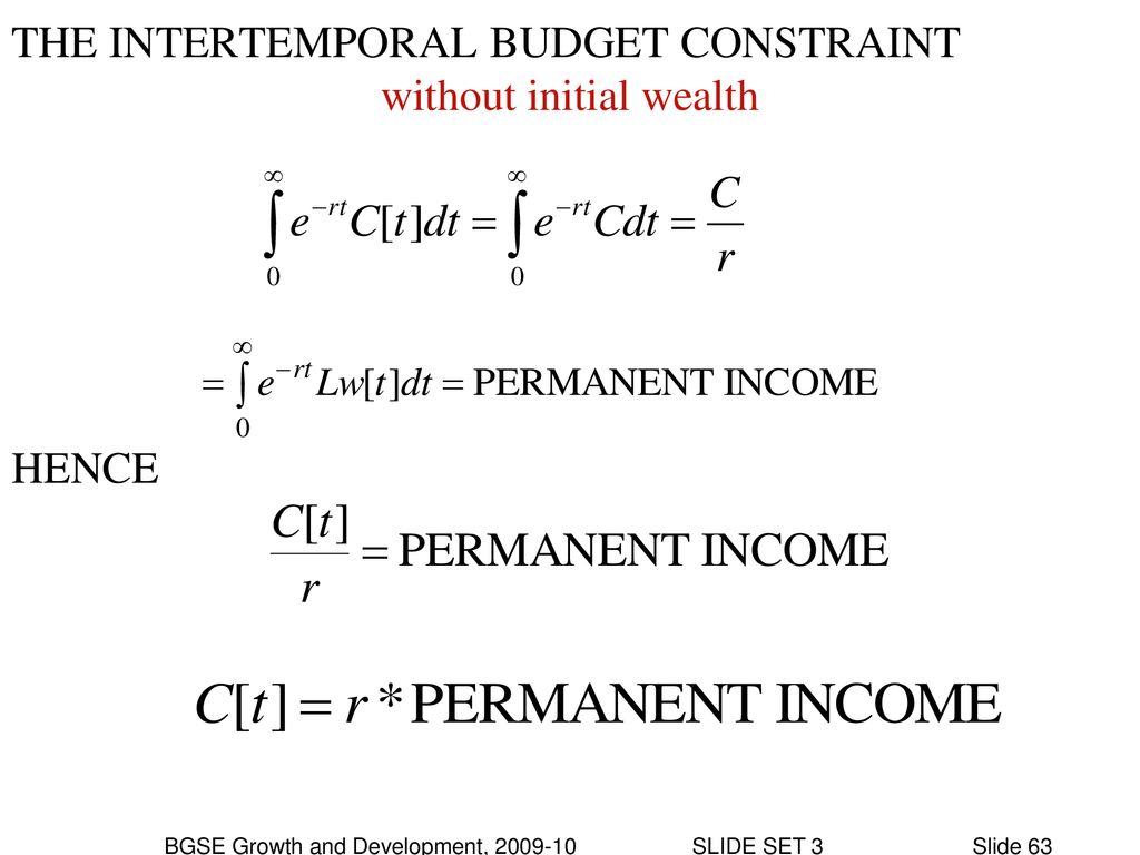 THE INTERTEMPORAL BUDGET CONSTRAINT without initial wealth