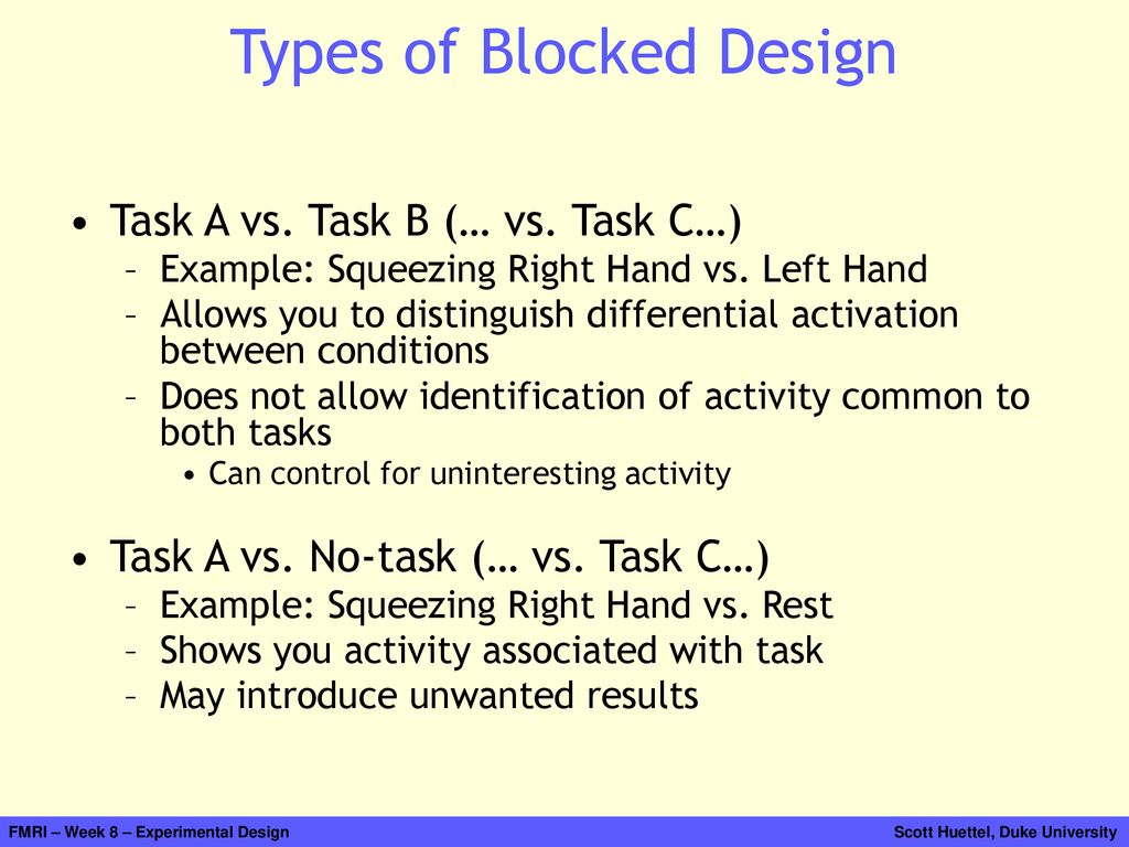 Types of Blocked Design