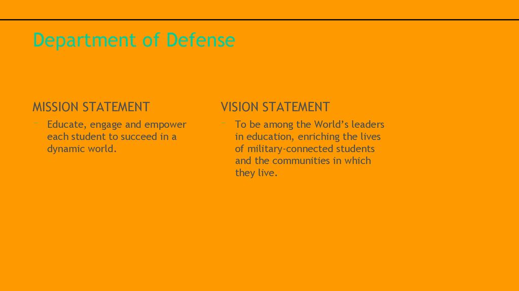 Department of Defense MISSION STATEMENT VISION STATEMENT