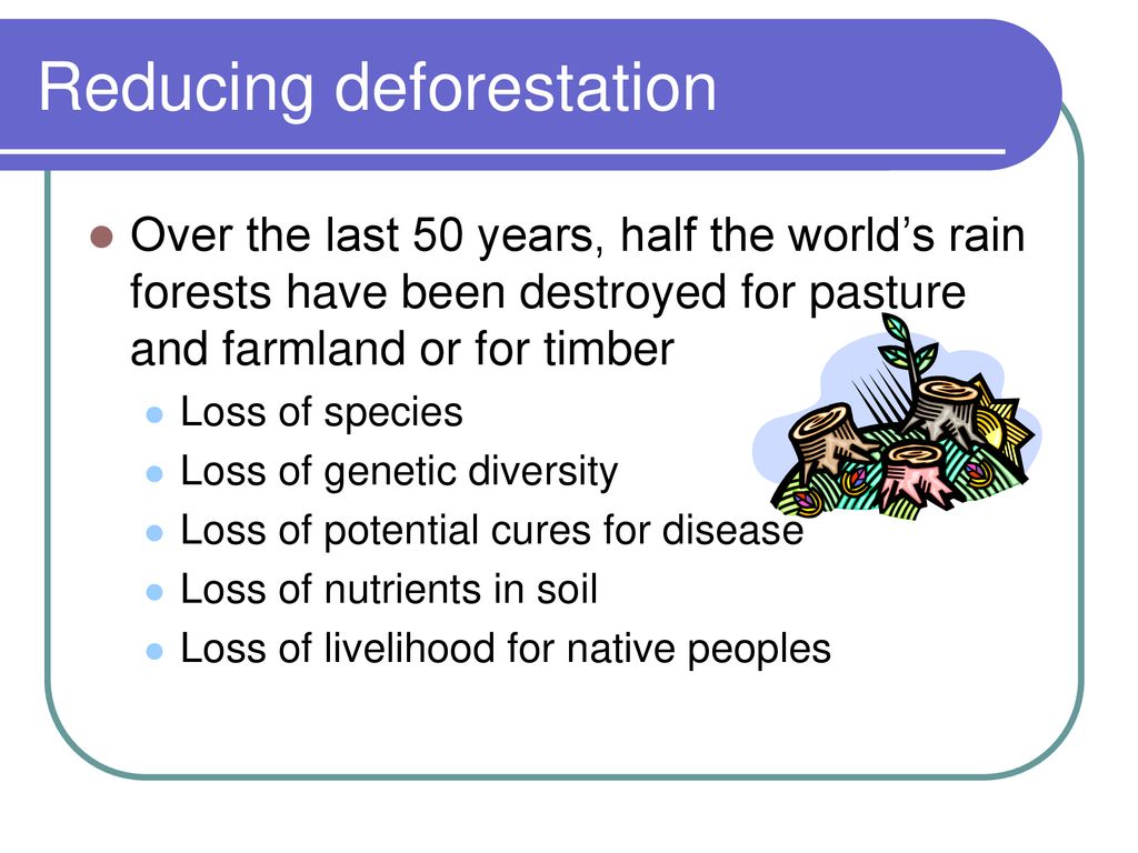 Reducing deforestation