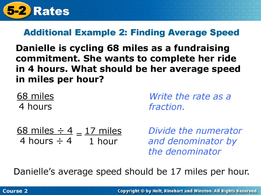 Additional Example 2: Finding Average Speed