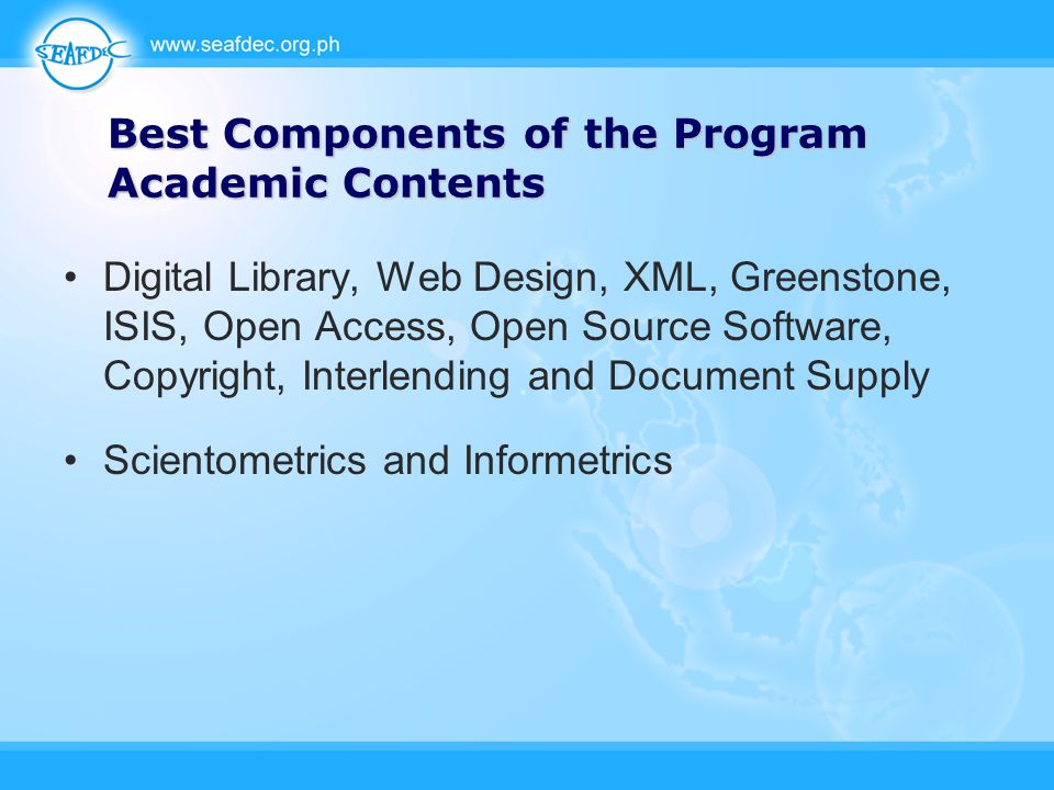 Best Components of the Program Academic Contents