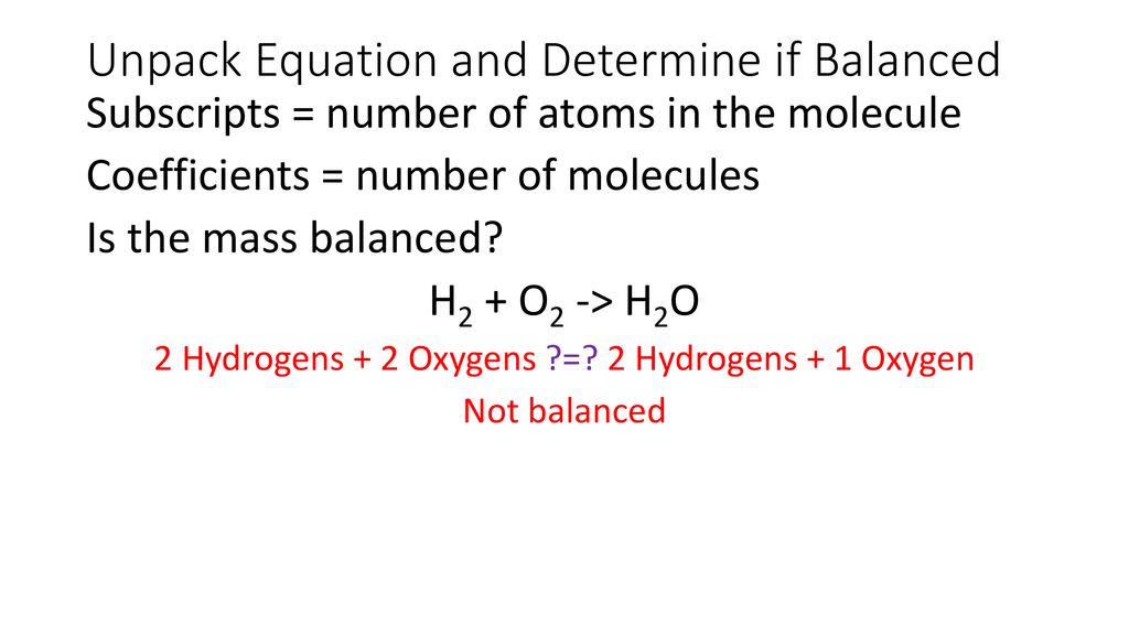 Trends in groups and rows; Balanced and unbalanced equations - ppt download