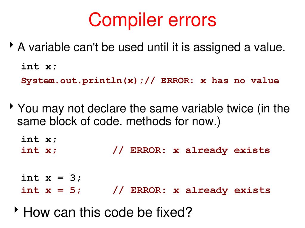 Compiler errors How can this code be fixed
