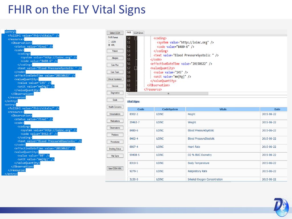 FHIR on the FLY Vital Signs