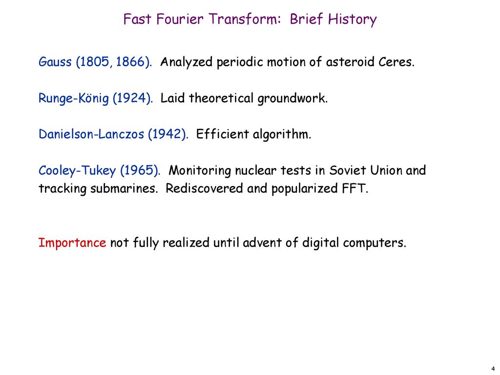 Fast Fourier Transform: Brief History