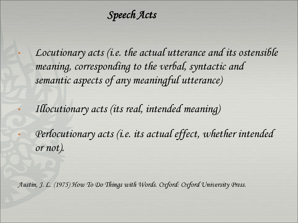 Illocutionary acts (its real, intended meaning)