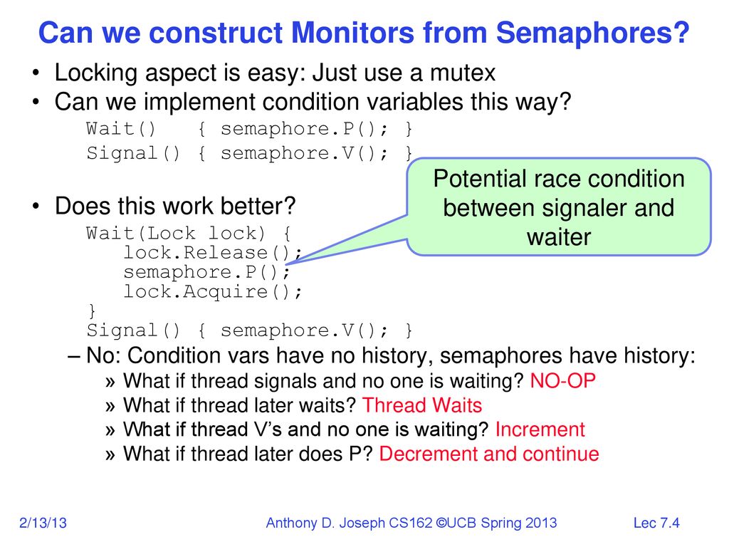 CS162 Operating Systems and Systems Programming Lecture 7 Semaphores ...