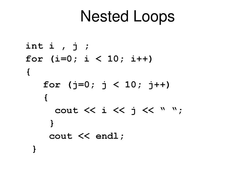 The for Loop Syntax: Same as: for (expression1;condition; expression2 ...