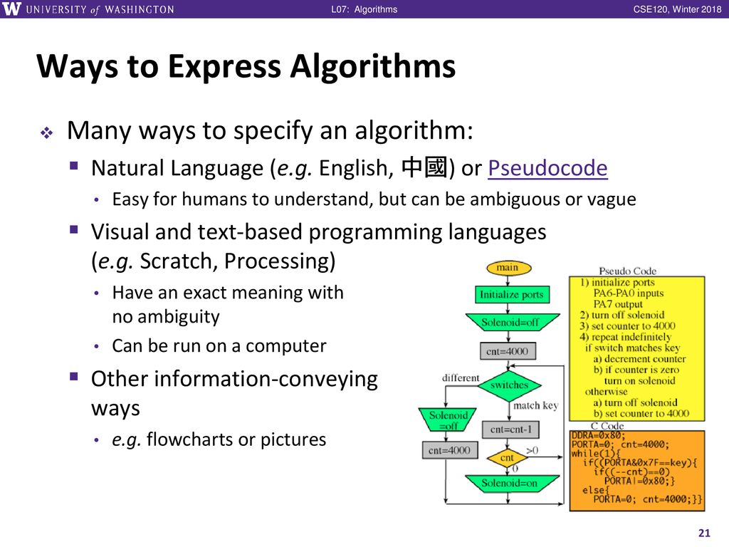 Algorithms CSE 120 Winter 2018 Instructor: Teaching Assistants: - ppt ...