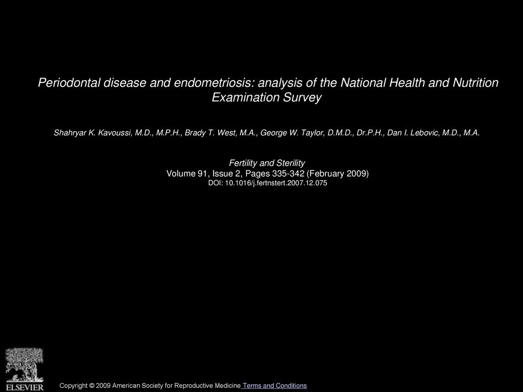 Periodontal disease and endometriosis: analysis of the National Health and Nutrition Examination Survey