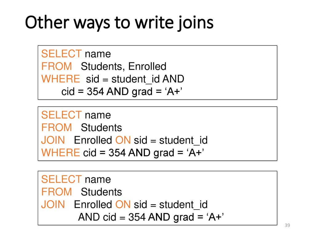 Other ways to write joins