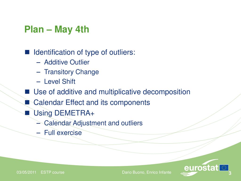 Plan – May 4th Identification of type of outliers: