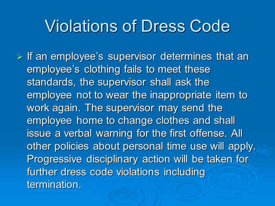 Violations of Dress Code