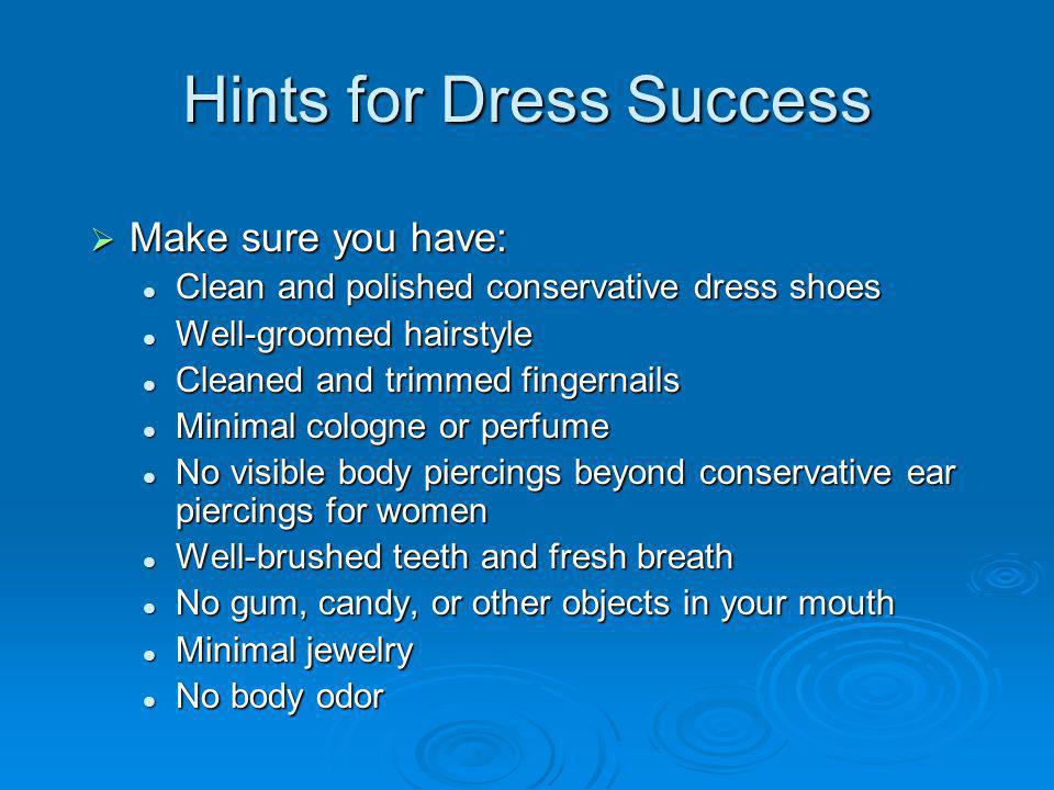 Hints for Dress Success