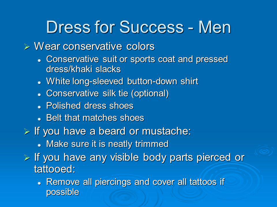 Dress for Success - Men Wear conservative colors