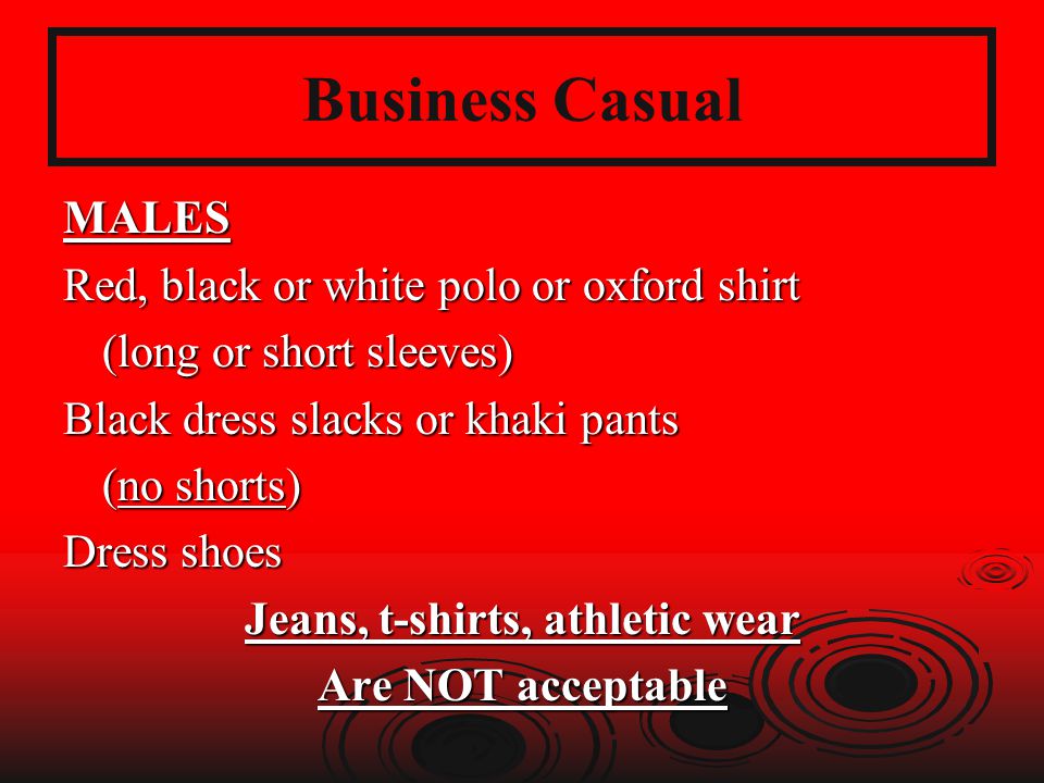 Jeans, t-shirts, athletic wear