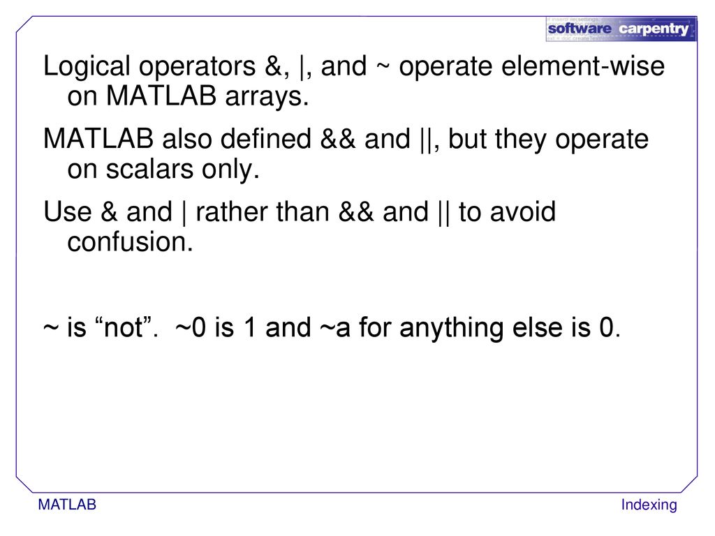 MATLAB Programming Indexing Copyright © Software Carpentry ppt download
