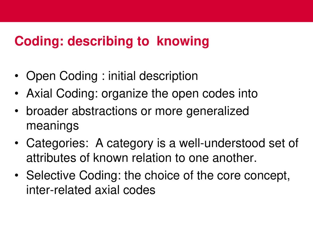 Coding: describing to knowing