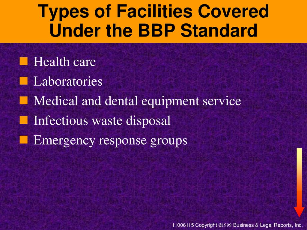 Types of Facilities Covered Under the BBP Standard