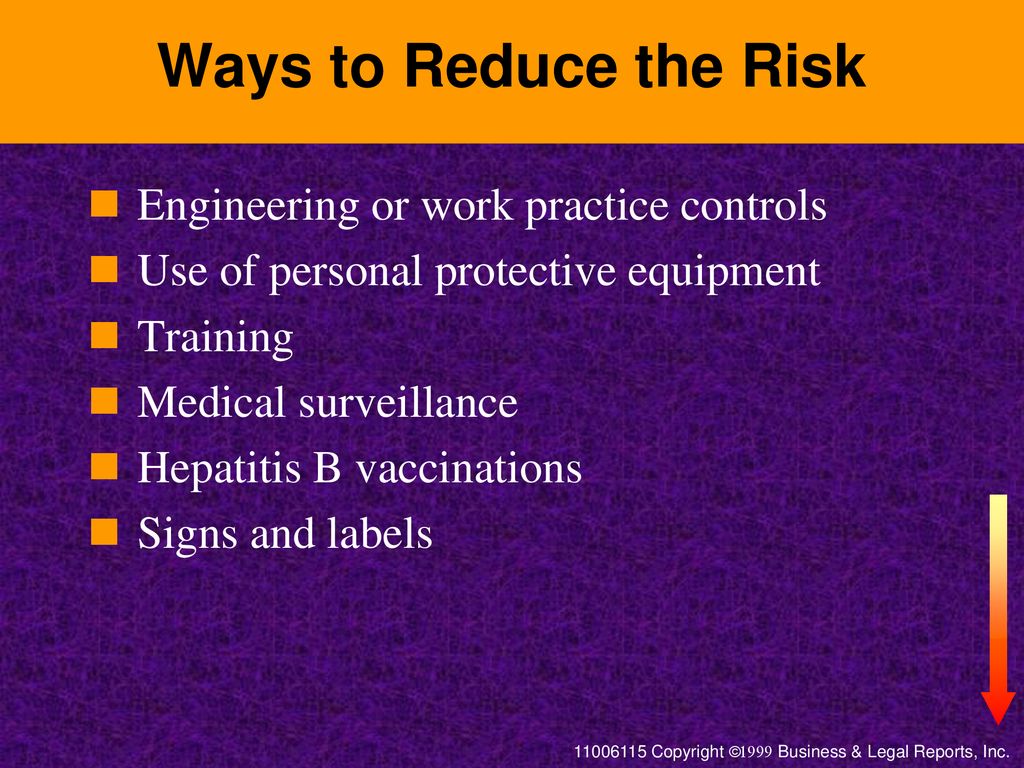 Ways to Reduce the Risk Engineering or work practice controls