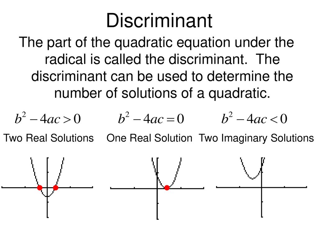 Quadratic formula the discriminant ppt download