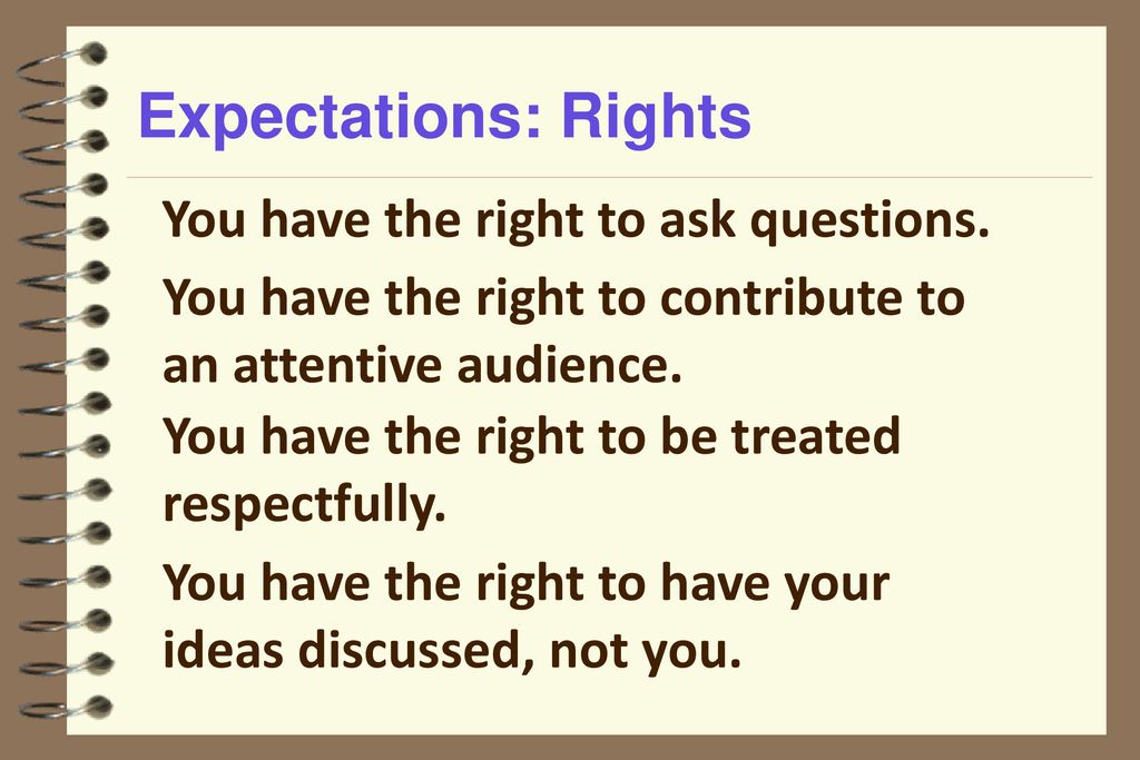 Expectations: Rights You have the right to ask questions.