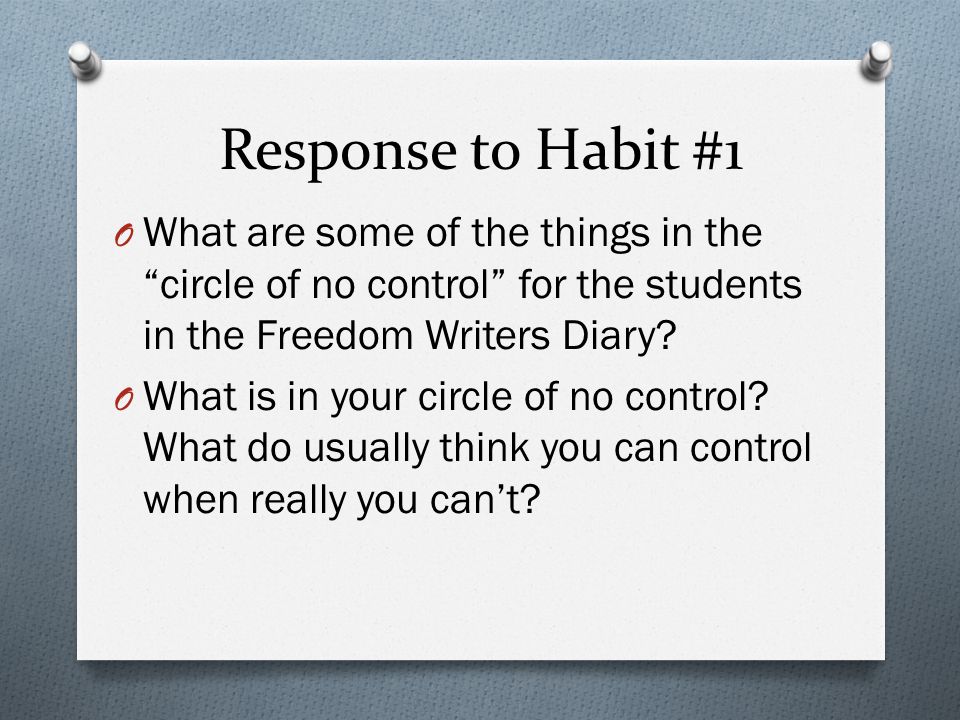 Response to Habit #1 What are some of the things in the circle of no control for the students in the Freedom Writers Diary