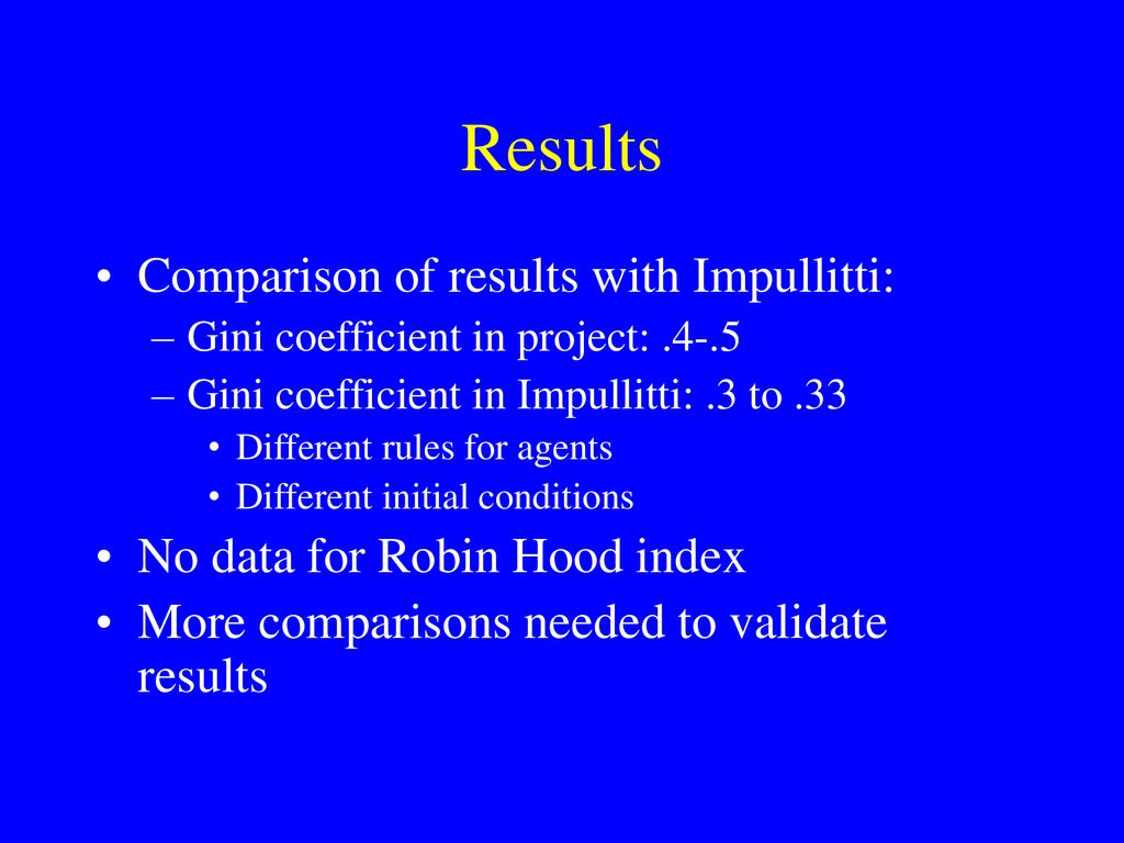 Results Comparison of results with Impullitti: