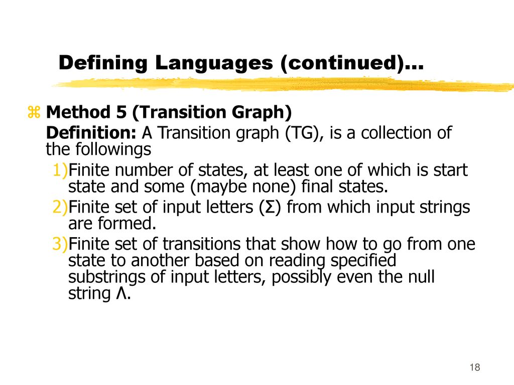 Defining Languages (continued)…