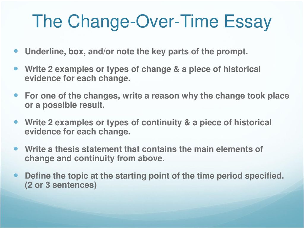The CONTINUITY and CHANGE OVER TIME ESSAY - ppt download