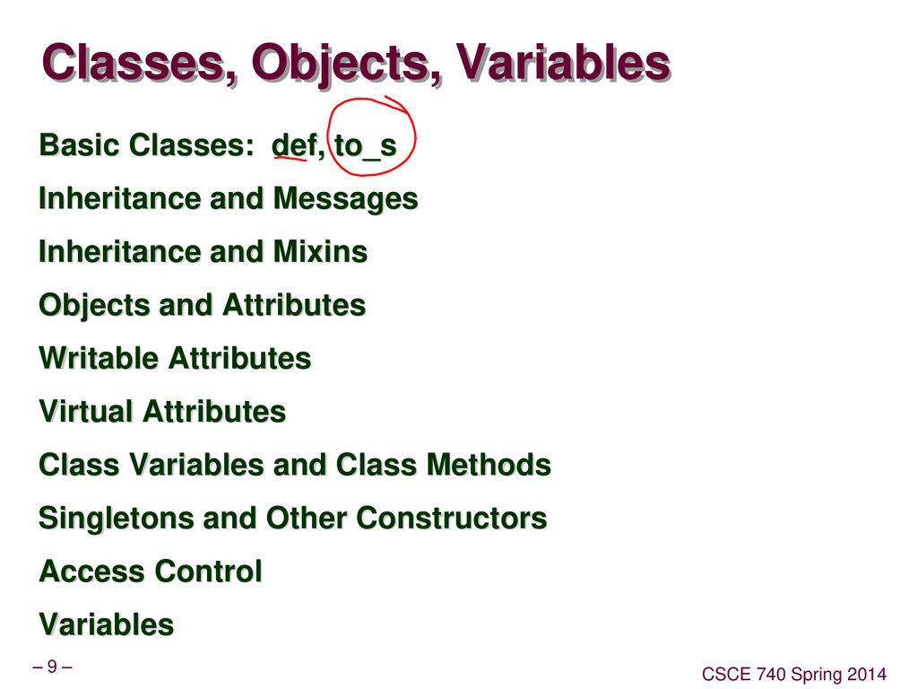 Ruby and the tools 740Tools05ClassesObjectsVars - ppt download