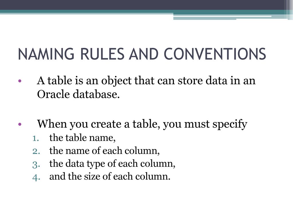 Oracle data definition language ddl ppt download
