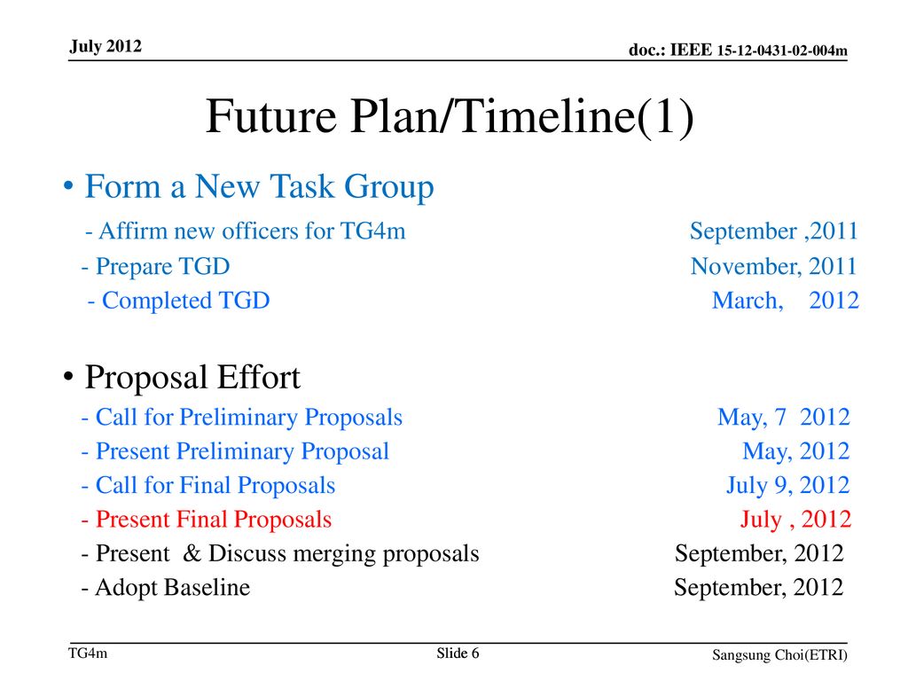 Future Plan/Timeline(1)