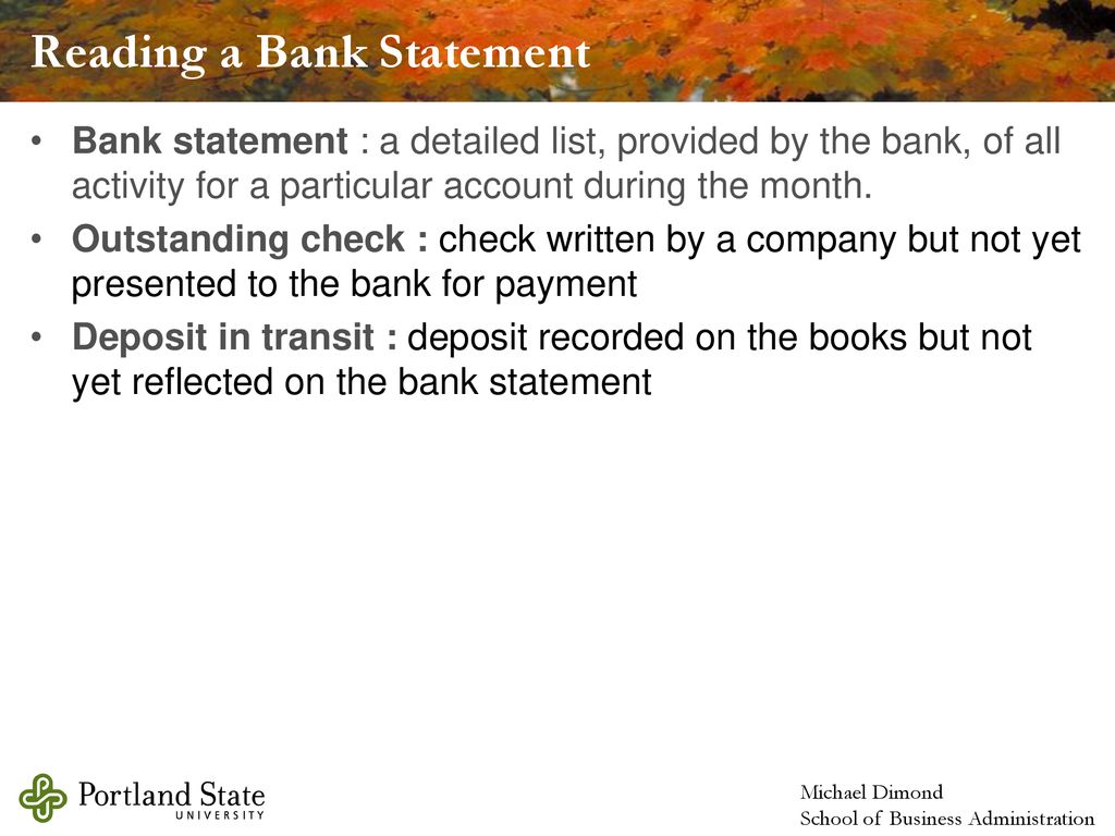 Reading a Bank Statement