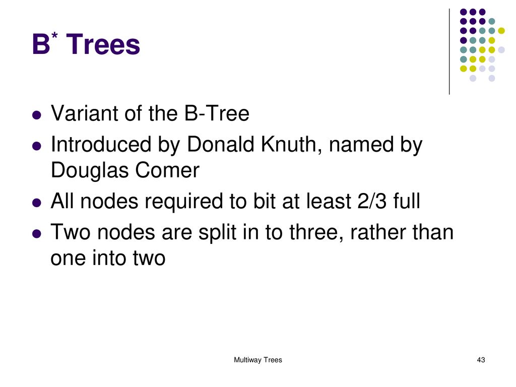 Multiway Trees Searching and B-Trees Advanced Tree Structures - ppt ...