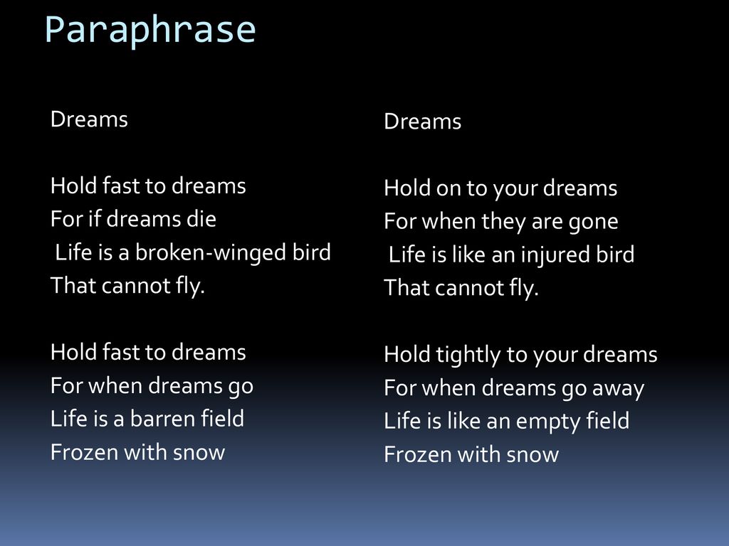 dreams poem by langston hughes summary