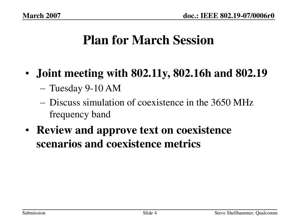 Plan for March Session Joint meeting with y, h and