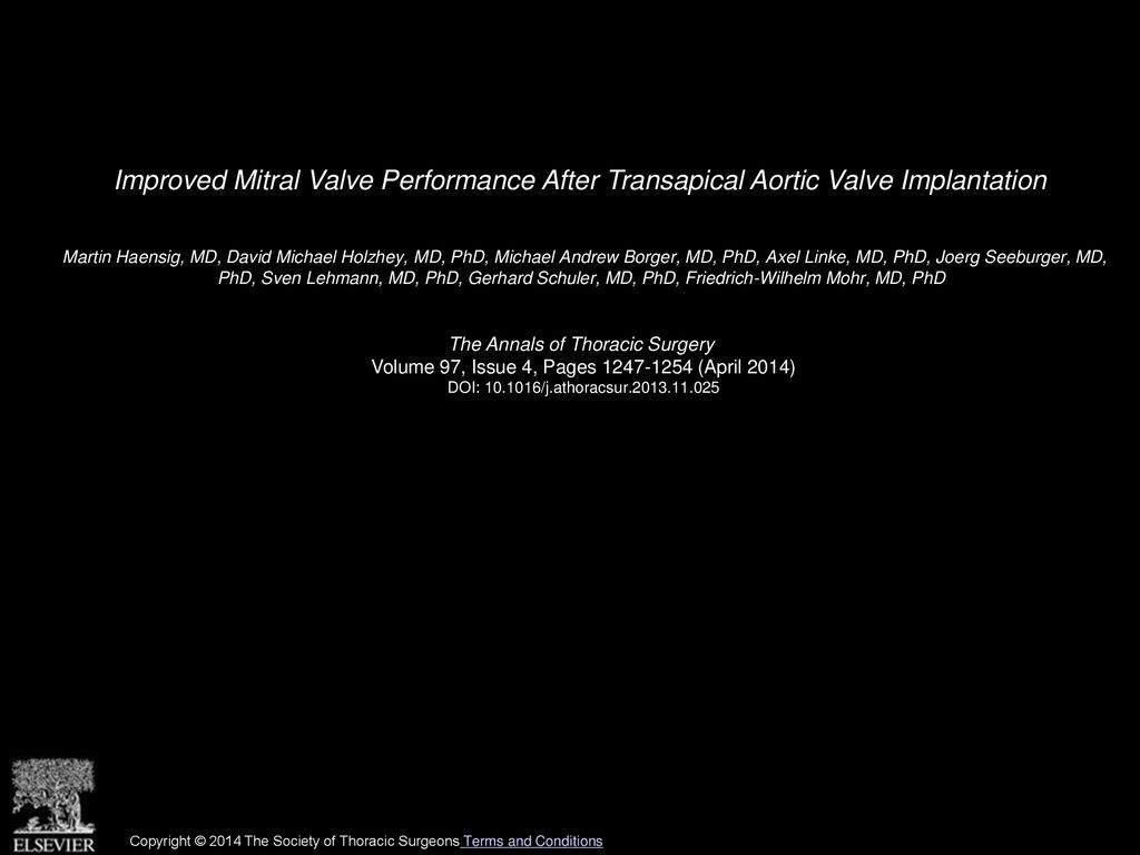 Improved Mitral Valve Performance After Transapical Aortic Valve Implantation
