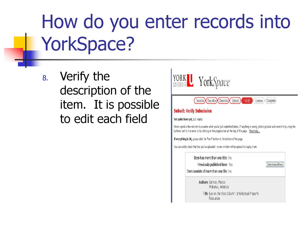 How do you enter records into YorkSpace