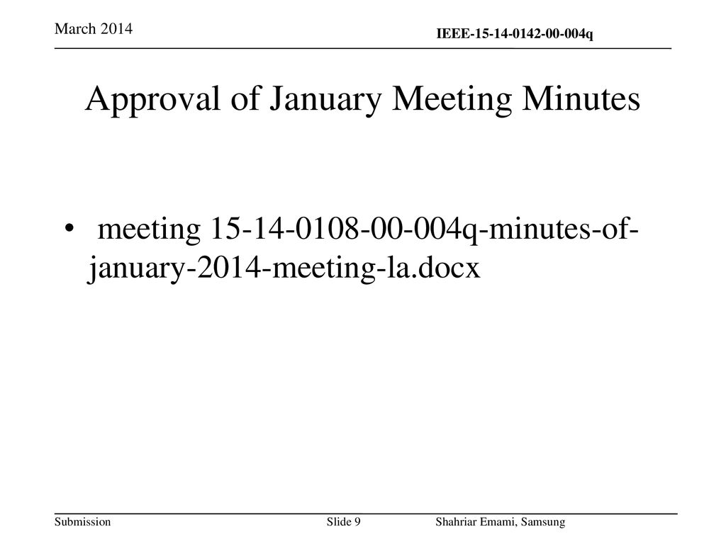 Approval of January Meeting Minutes