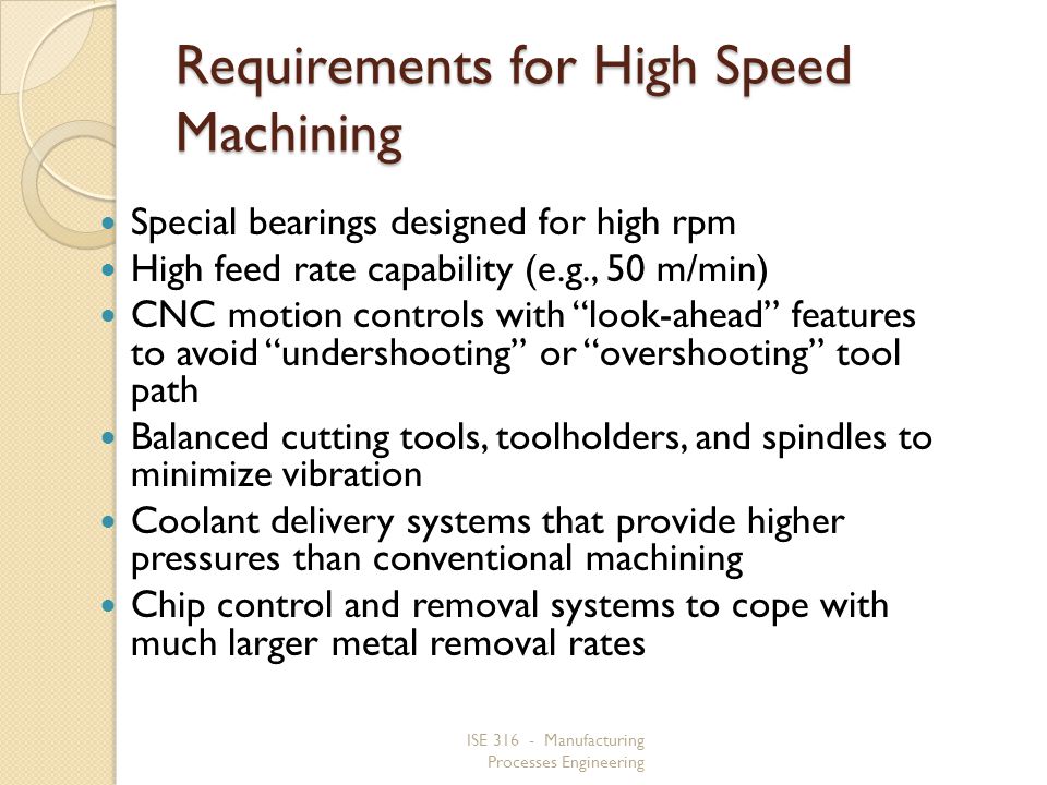 Requirements for High Speed Machining