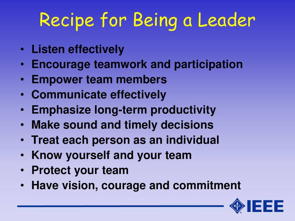 Recipe for Being a Leader