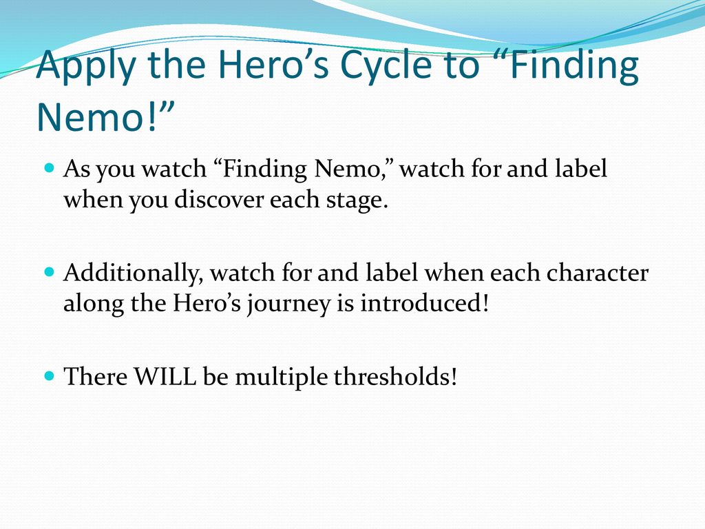 Apply the Hero’s Cycle to Finding Nemo!