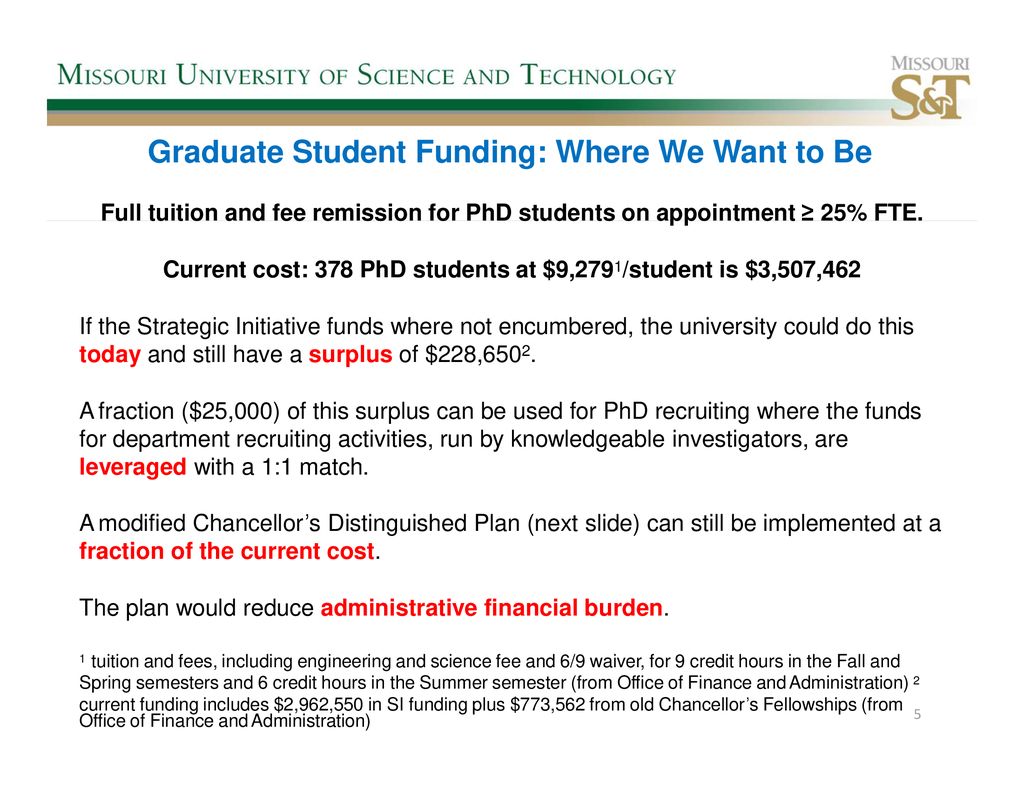 Graduate Student Funding: Where We Want to Be