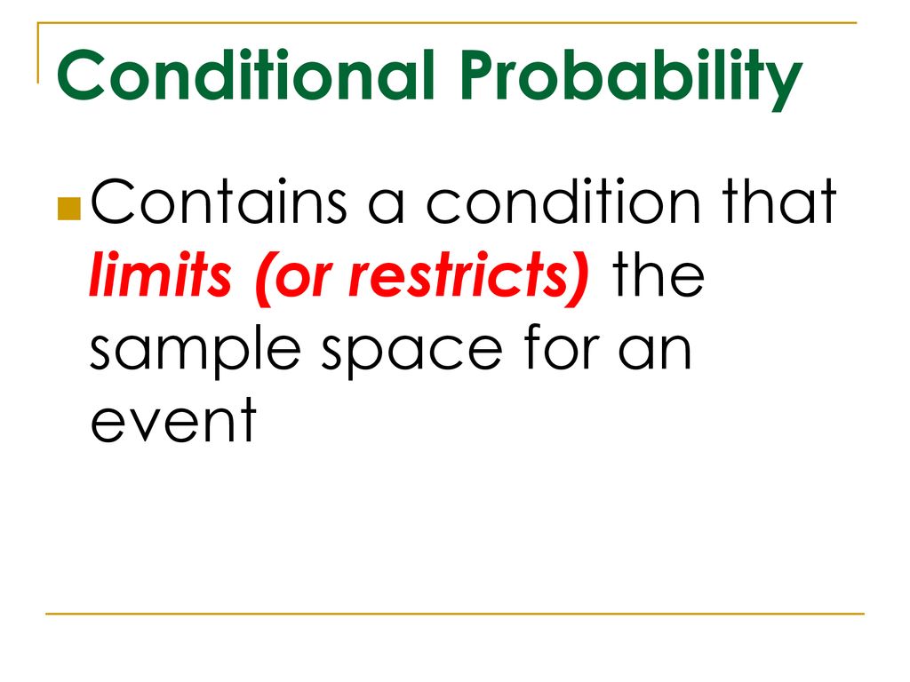 Conditional Probability - Ppt Download