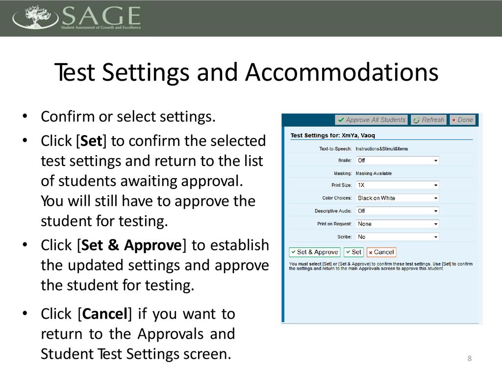 Test Settings and Accommodations