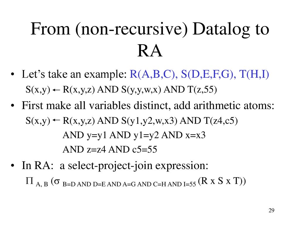 Lecture 9 Relational Algebra Continued Datalog Ppt Download