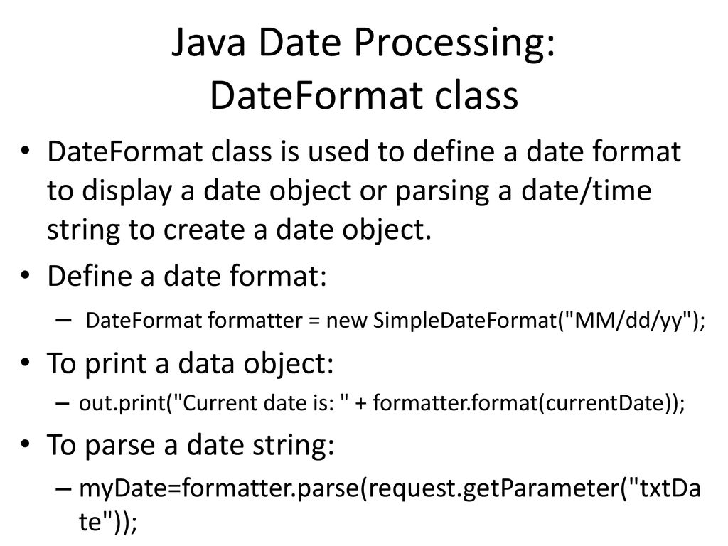 Java Date ISYS ppt download